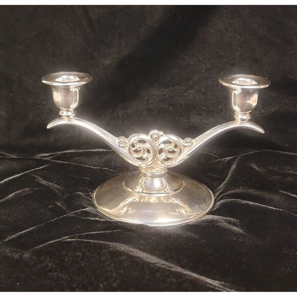 Vintage 1960s Oneida Silverplate Double Taper Candle Holder - Picture 1 of 14